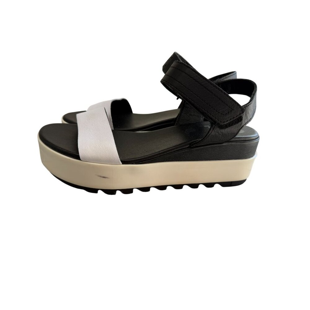 SOREL Cameron Slingback Platform Sandals white and black 8.5 - Picture 8 of 8